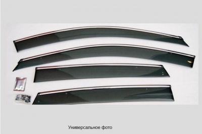 Subaru Legacy (09–) Дефлекторы боковых окон с хромированным молдингом, OEM стиль, седан